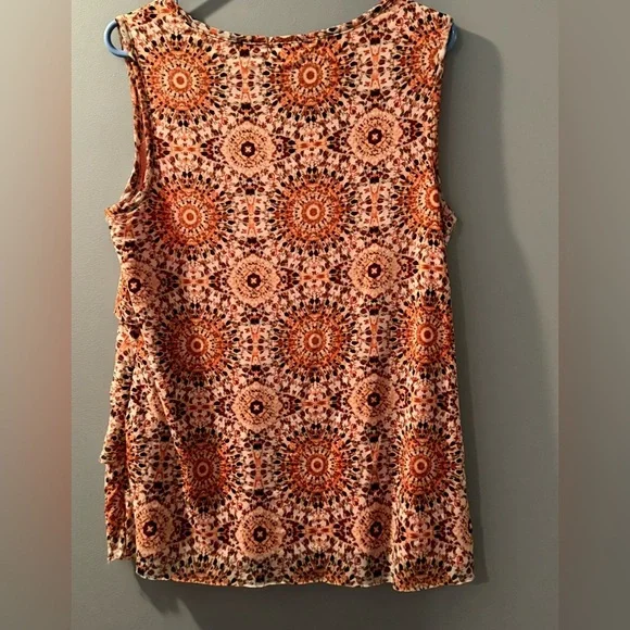 Roz & Ali‎ Sleeveless Lined and Layered Dressy Shirt Orange Floral Women's Sz L - Picture 3 of 6